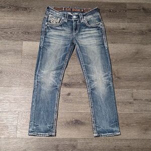 Rock Revival Distressed Blue Straight Jeans